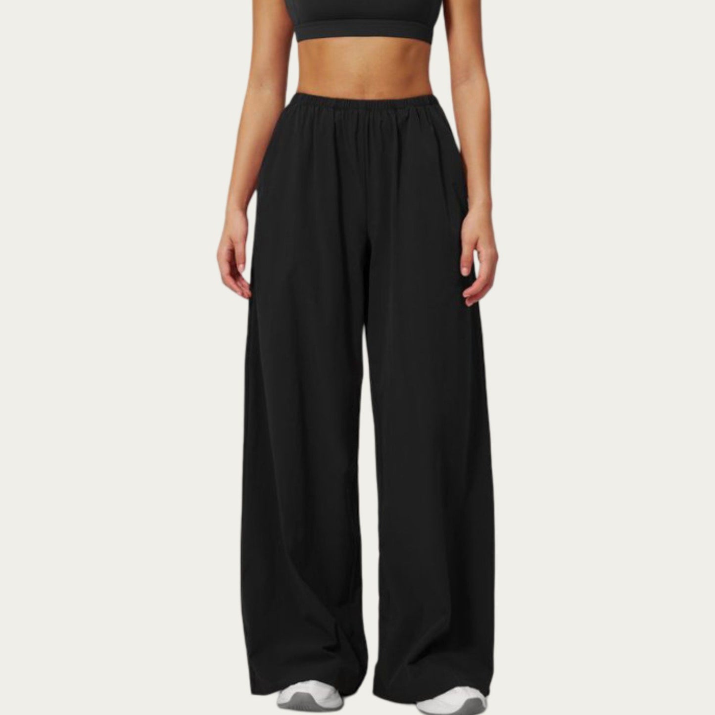 Wide Leg Lounge Pants with Elastic Waistband and Relaxed Draped Fit