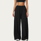 Wide Leg Lounge Pants with Elastic Waistband and Relaxed Draped Fit