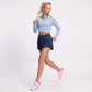 High Waist Running Shorts with Wide Waistband and Side Slits
