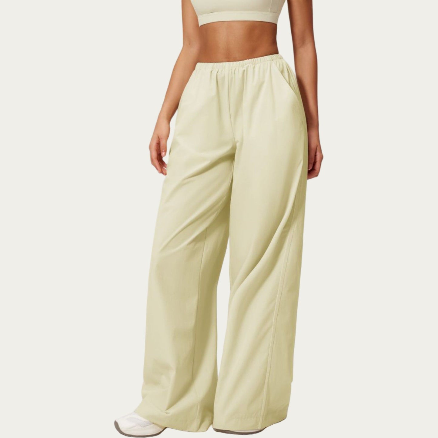 Wide Leg Lounge Pants with Elastic Waistband and Relaxed Draped Fit