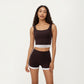 Square Neck Cropped Active Tank Top with Contrast Elastic Hem