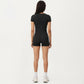 Short Sleeve Cropped Active Top with Crew Neck and Smooth Stretch Fit