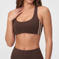 Padded Side Stripe Sports Bra Tank Top Scoop Neck Workout Yoga Crop Top