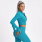 Cropped Full Zip Workout Jacket with Thumbholes