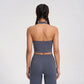 Padded Halter Longline Sports Bra Tank Top Scoop Neck Workout Yoga Crop Top