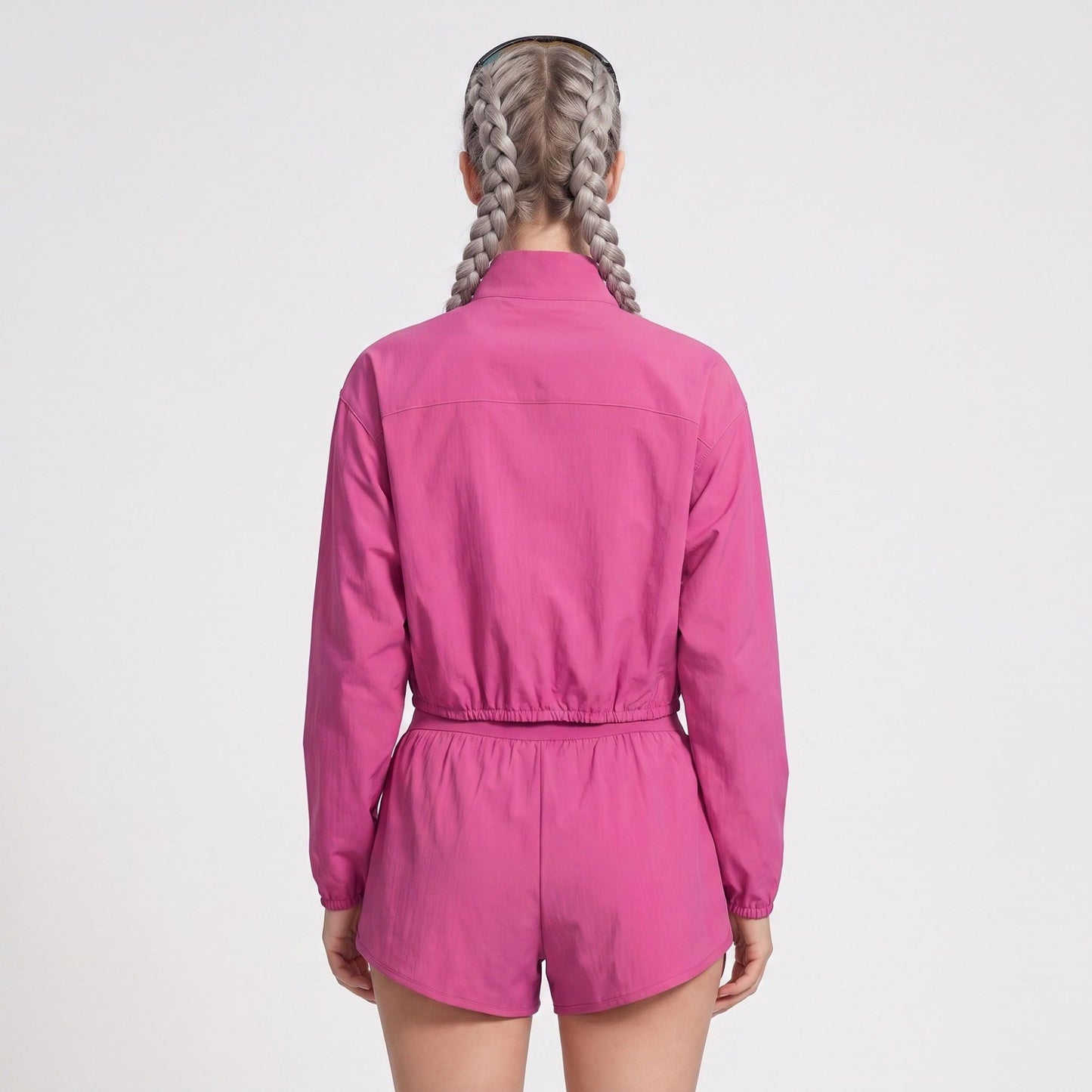 Cropped Full Zip Workout Jacket Lightweight Active Layer