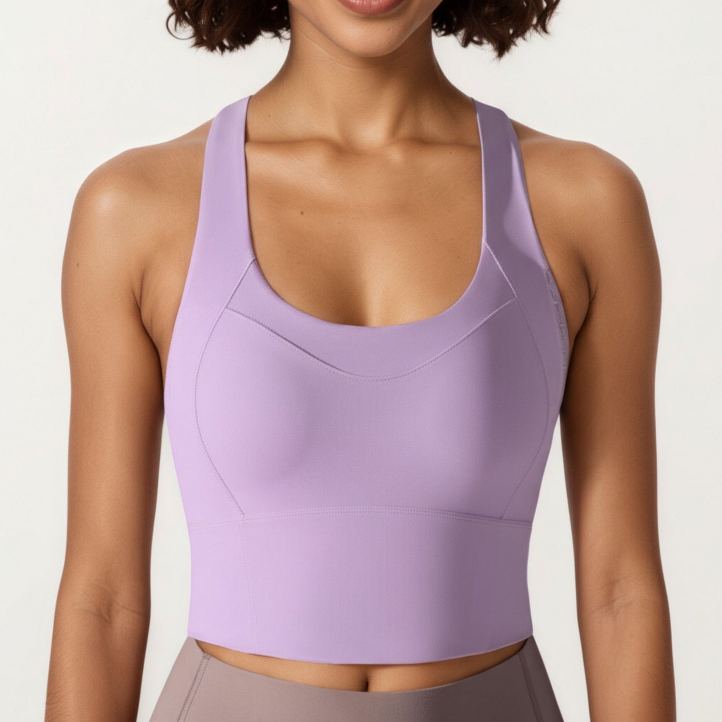 Cross Back Sports Tank Top with Scoop Neckline and Wide Supportive Band