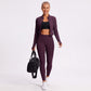 Cropped Full Zip Workout Jacket with Thumbholes