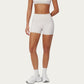 High Waist Mini Biker Shorts with Smooth Stretch Fabric and Seam Detail