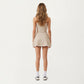 High Neck Ribbed Cropped Tank Top with Contrast Piping Trim