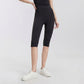 High Waist Capri Leggings with Side Slit Hem Smooth Stretch Pull On Workout Yoga Pants