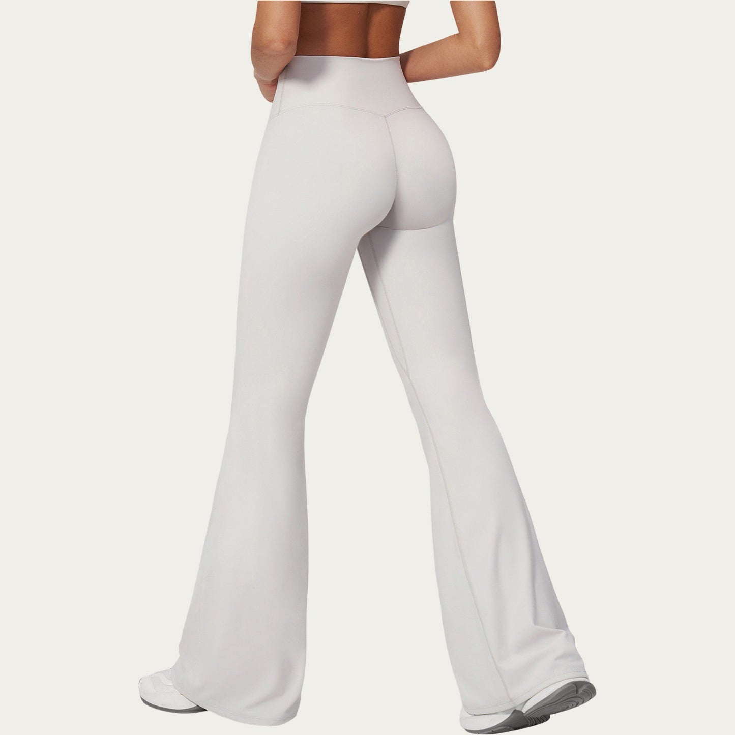 High Waist Flare Yoga Pants with Wide Leg Stretch Fit and Seam Detail
