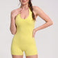 Halter Neck Active Romper Sleeveless Open Back Workout Yoga One Piece Shorts Jumpsuit