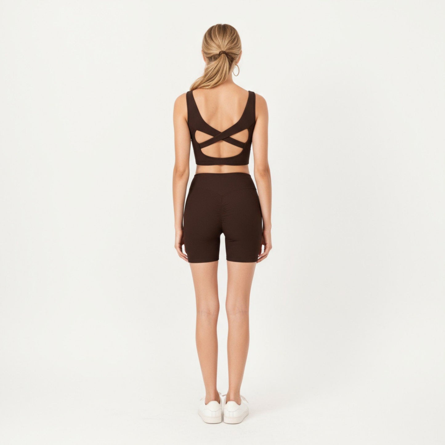 Square Neck Ribbed Cropped Tank Top with Seam Front Detail