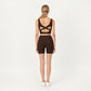 Square Neck Ribbed Cropped Tank Top with Seam Front Detail