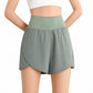 High Rise Running Shorts with Curved Hem and Side Pocket