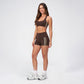 Padded Side Stripe Sports Bra Tank Top Scoop Neck Workout Yoga Crop Top