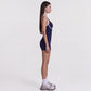 Sleeveless Active Romper with Built In Bra Halter Neck Contrast Trim and Fitted Shorts