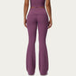 Foldover Waist Flare Leggings with Smooth Stretch Knit Fabric