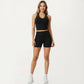 High Neck Longline Sports Bra with Open Back and Cropped Active Fit