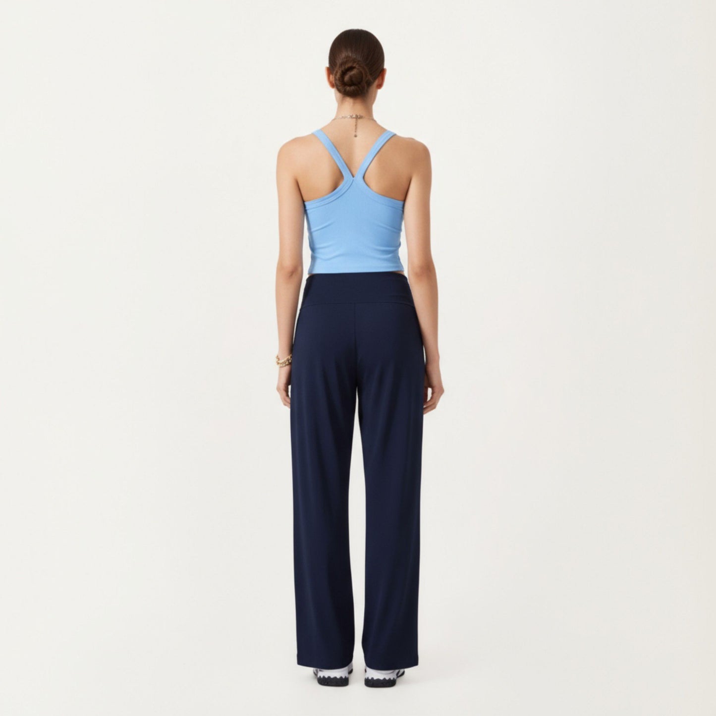 Square Neck Ribbed Knit Cropped Tank Top with Wide Shoulder Straps