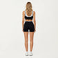 Contrast Trim Sports Bra with Square Neck and Smooth Stretch Fit