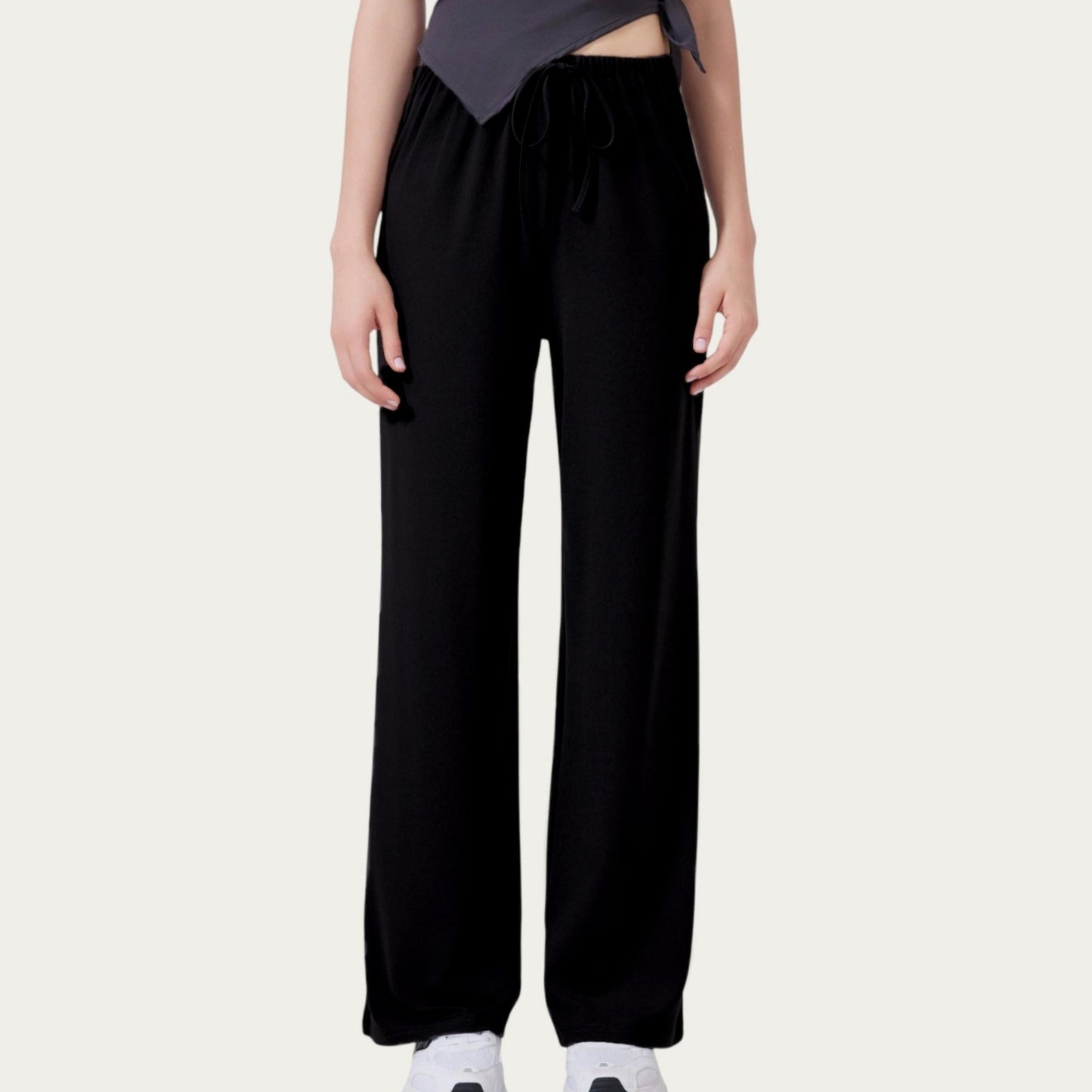 High Waist Drawstring Wide Leg Sweatpants with Relaxed Fit