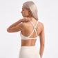 Cross Back Sports Bra Scoop Neck Workout Top