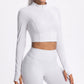 Cropped Full Zip Workout Jacket with Thumbholes