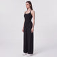 Sleeveless Halter Neck Wide Leg Jumpsuit with Ribbed Bodice Gathered Waist and Flowy Pants