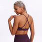 V Neck Cross Back Sports Bra Adjustable Strap Workout Top