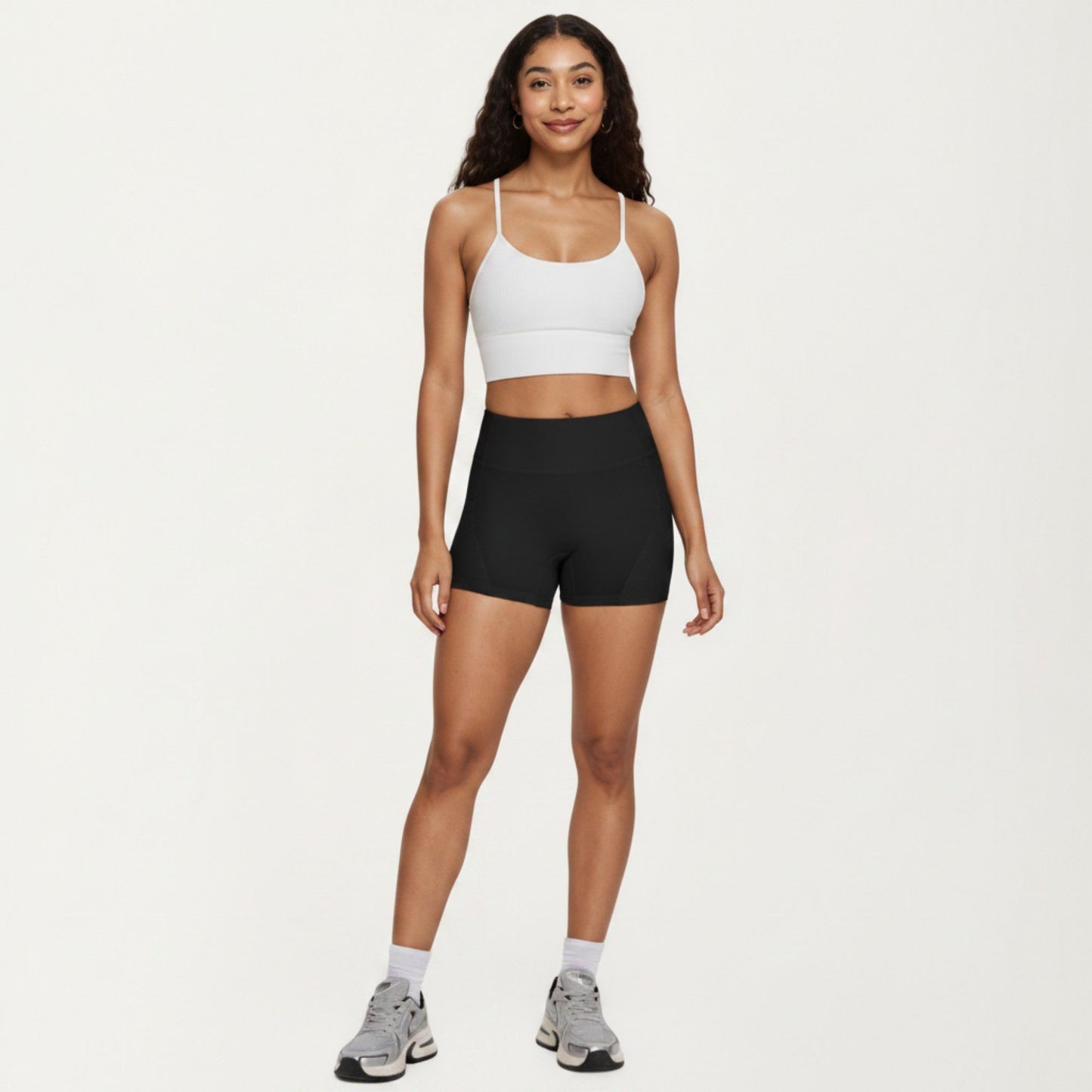 High Waist Biker Shorts with Side Pockets and Smooth Stretch Fit