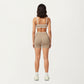 Contrast Trim Scoop Neck Sports Bra with Adjustable Spaghetti Straps