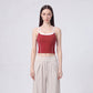 Contrast Trim Double Strap Cropped Cami Tank Top with Fitted Light Support Activewear Design