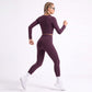 V Neck Long Sleeve Workout Crop Top Fitted Active Shirt