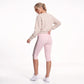 Foldover Waist Capri Leggings with Contrast Side Stripes