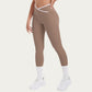 High Waist Crossover Leggings with Contoured Fit and V-Shaped Waistband