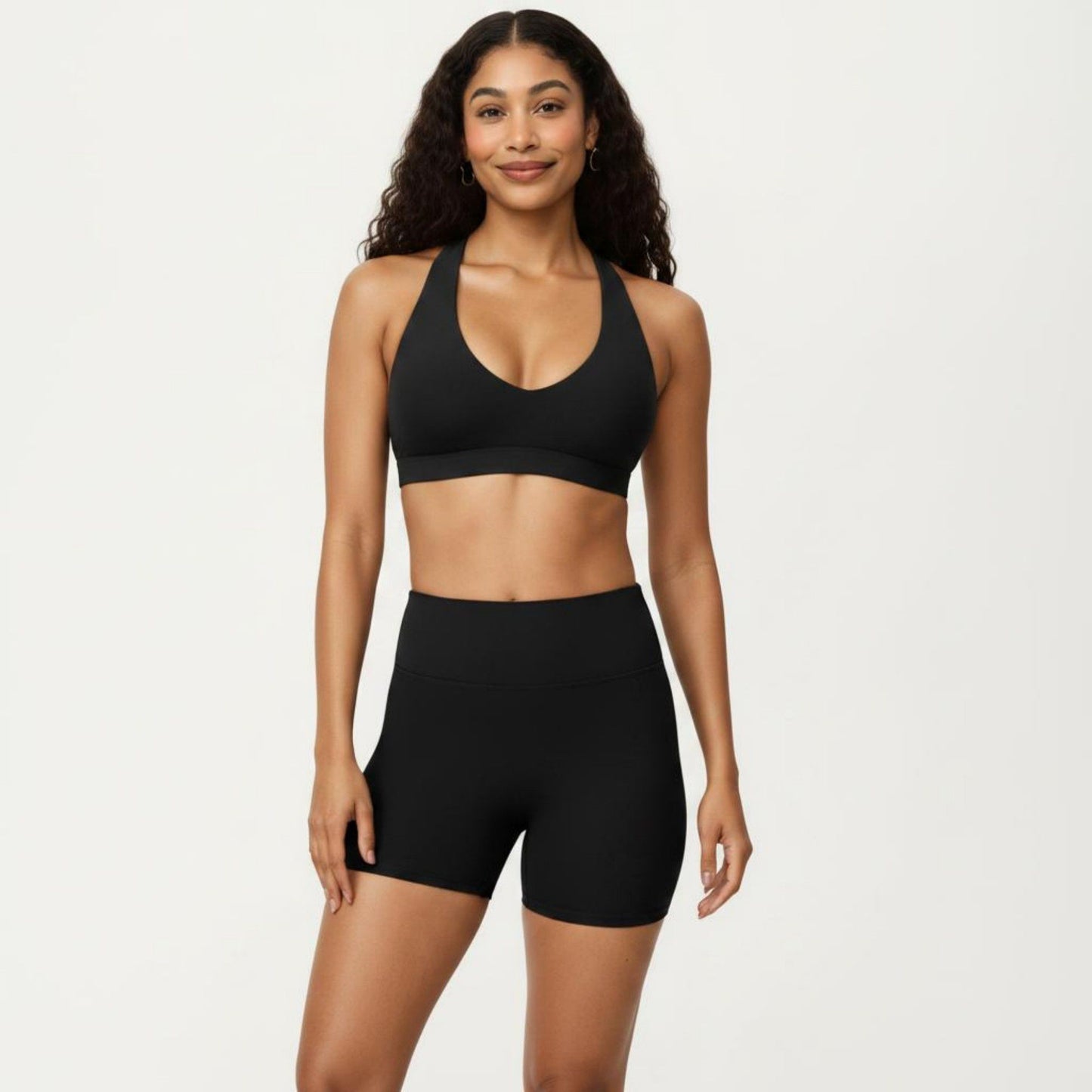 Racerback Sports Bra with Scoop Neck and Open Back Cutout Design