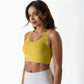 Scoop Neck Stretchy Cropped Banded Criss Cross Back Sports Bra