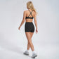 Padded V Neck Sports Bra Tank Top Wide Strap Workout Yoga Crop Top