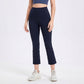 High Waist Cropped Flare Yoga Pants with Wide Waistband Smooth Stretch Workout Leggings