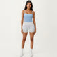 Longline Cami Sports Bra with Adjustable Straps and Straight Neckline