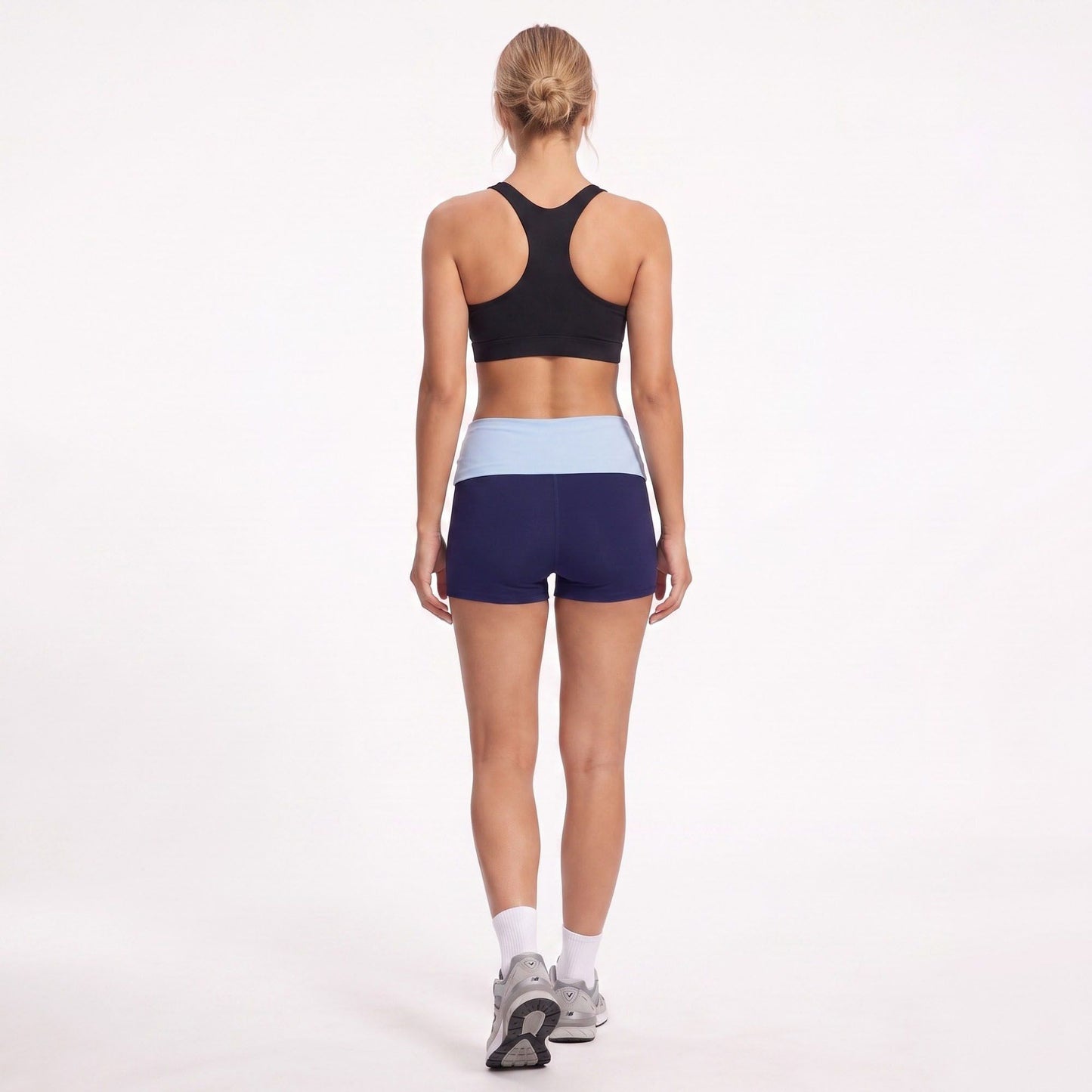 Foldover Waist Biker Shorts Stretch Workout Yoga Shorts