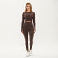 Seamless Long Sleeve Cropped Top with Thumbhole Cuffs and Fitted Waistband