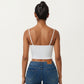 Longline Cami Sports Bra with Adjustable Straps and Straight Neckline