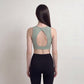 Cropped Sports Bra Tank with High Neck Sleeveless Fitted Workout Yoga Training Top