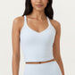 V-Neck Cropped Active Tank Top with Double Shoulder Straps