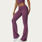 Foldover Waist Flare Leggings with Smooth Stretch Knit Fabric