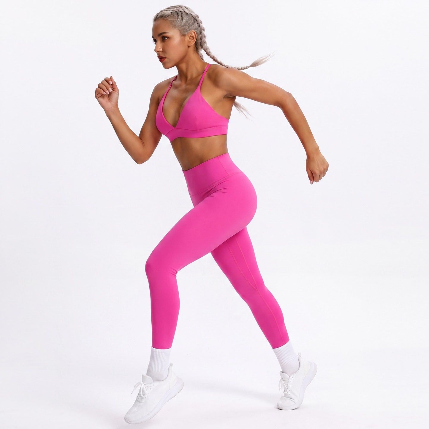 V Neck Cross Back Sports Bra Adjustable Strap Workout Top