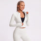 Cropped Full Zip Workout Jacket with Thumbholes